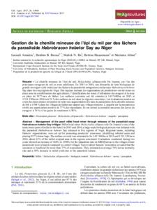 Management of the pearl millet head miner through releases of the parasitoid wasp Habrobracon hebetor Say in Niger