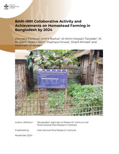 BARI-IRRI Collaborative Activity and Achievements on Homestead Farming in Bangladesh by 2024