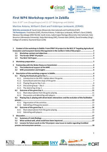 First WP4 Workshop report in Zebilla