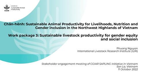 Chăn-hênh: Sustainable Animal Productivity for Livelihoods, Nutrition and Gender inclusion in the Northwest Highlands of Vietnam, Work package 3: Sustainable livestock productivity for gender equity and social inclusion