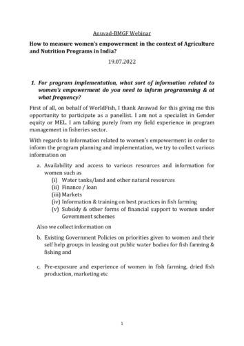 How to measure women’s empowerment in the context of Agriculture and Nutrition Programs in India?