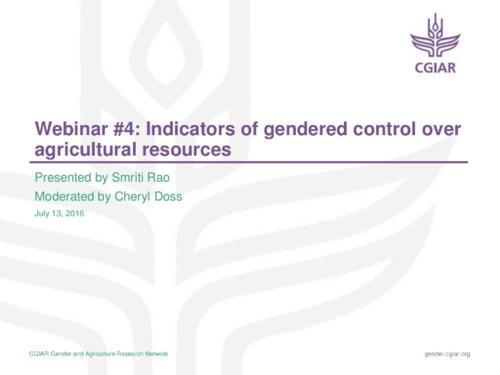 Indicators of gendered control over agricultural resources
