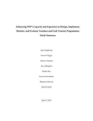 Enhancing WFP’s capacity and experience to design, implement, monitor, and evaluate vouchers and cash transfer programmes: Study summary