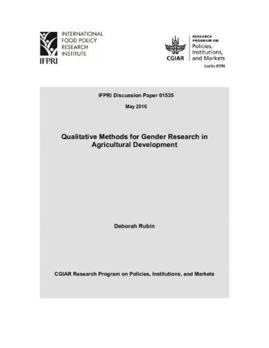 Qualitative methods for gender research in agricultural development