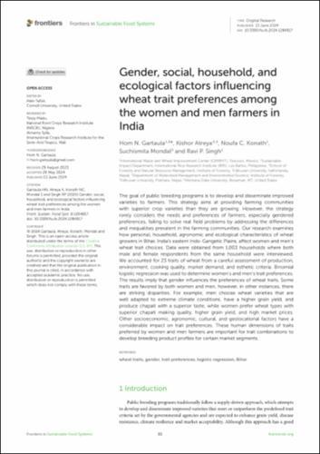 Gender, social, household, and ecological factors influencing wheat trait preferences among the women and men farmers in India