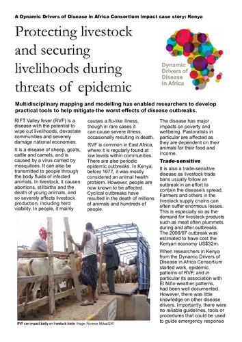 Protecting livestock and securing livelihoods during threats of epidemic