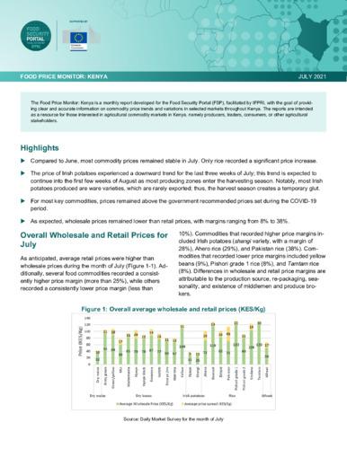 Kenya commodity price report - July 2021
