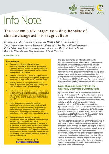 The economic advantage: assessing the value of climate change actions in agriculture