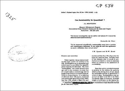 Can Sustainability Be Quantified?