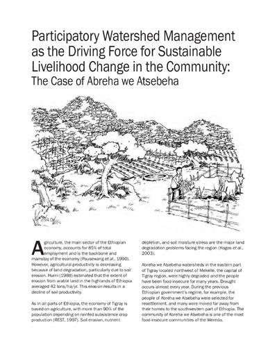 Sustaining landscapes: Participatory watershed management as the driving force for sustainable livelihood change in the community: The case of Abreha we Atsebeha