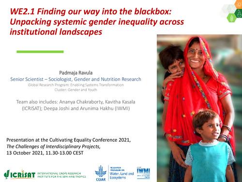 WE2.1 Finding our way into the blackbox: Unpacking systemic gender inequality across institutional landscapes