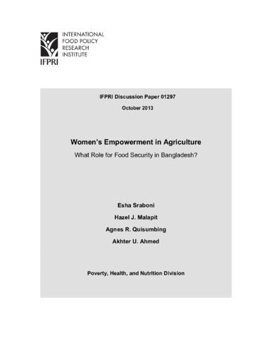 Women’s empowerment in agriculture: What role for food security in Bangladesh?