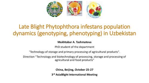 Late blight Phytophthora infestans population dynamics (genotyping, phenotyping ) in Uzbekistan.