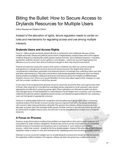 Biting the bullet: how to secure access to drylands resources for multiple users