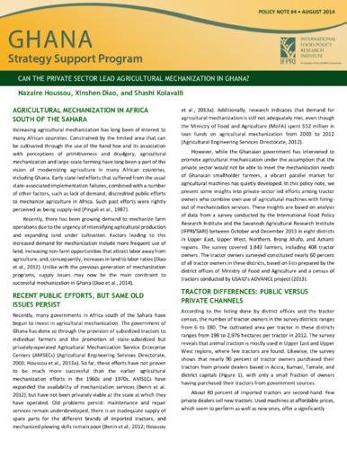 Can the private sector lead agricultural mechanization in Ghana?