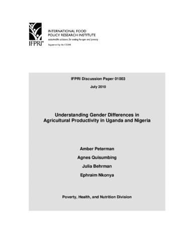 Understanding gender differences in agricultural productivity in Uganda and Nigeria