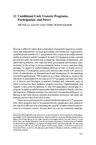 Conditional cash transfer programs, participation, and power