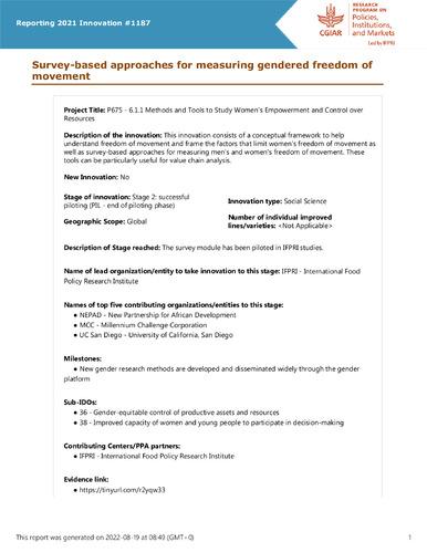 Survey-based approaches for measuring gendered freedom of movement