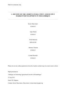A Review of the Agricultural Input and Output Markets Development in Mozambique