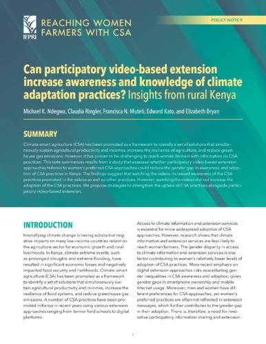 Can participatory video-based extension increase awareness and knowledge of climate adaptation practices? Insights from rural Kenya