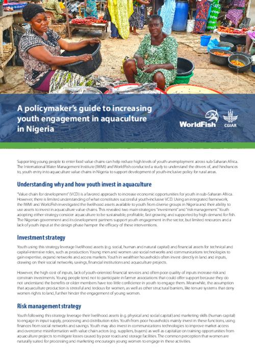 A policymaker’s guide to increasing youth engagement in aquaculture in Nigeria