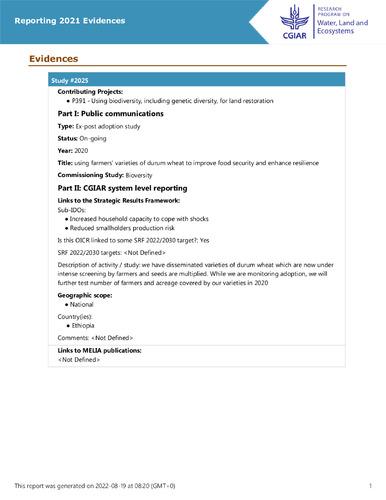 using farmers' varieties of durum wheat to improve food security and enhance resilience