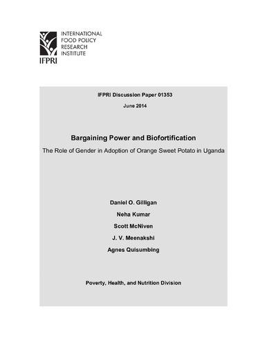 Bargaining power and biofortification: The role of gender in adoption of orange sweet potato in Uganda