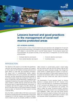 Lessons learned and good practices in the management of coral reef marine protected areas