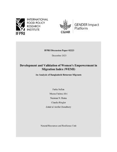 Development and Validation of Women’s Empowerment in Migration Index (WEMI)