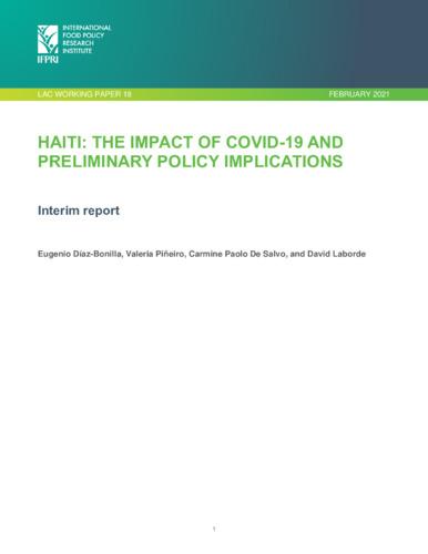 Haiti: The impact of COVID-19 and preliminary implications: Interim report