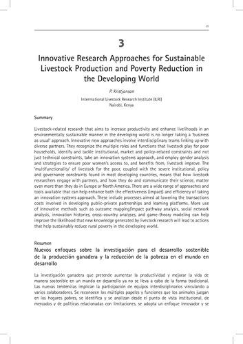 Innovative research approaches for sustainable livestock production and poverty reduction in the developing world