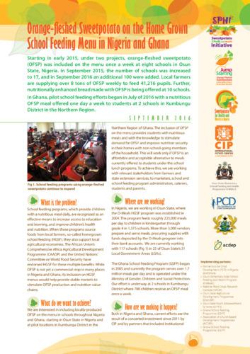 Orange-fleshed Sweetpotato on the Home Grown School Feeding Menu in Nigeria and Ghana