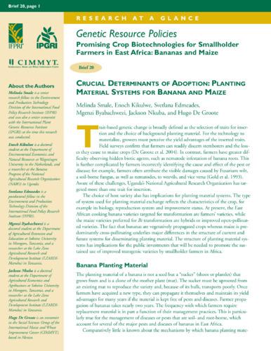 Crucial determinants of adoption: material systems for banana and maize