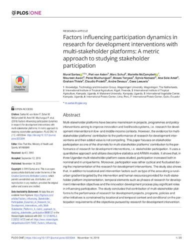 Factors influencing participation dynamics in research for development interventions with multi-stakeholder platforms: a metric approach to studying stakeholder participation
