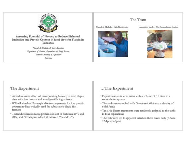 Assessing potential of Novacq™ in local diets for Tilapia