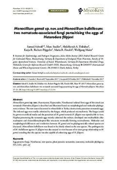 Monocillium gamsii sp. nov. and Monocillium bulbillosum: two nematode-associated fungi parasitising the eggs of Heterodera filipjevi