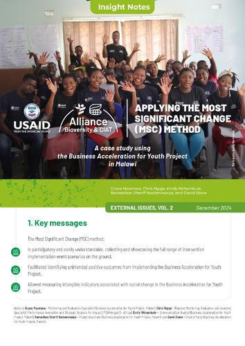 Applying the Most Significant Change (MSC) Method: A case study using the Business Acceleration for Youth Project in Malawi