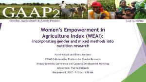 Women's empowerment in agriculture index (WEAI): incorporating gender and mixed methods into nutrition research