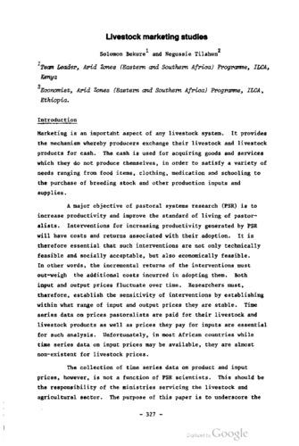 Livestock marketing studies