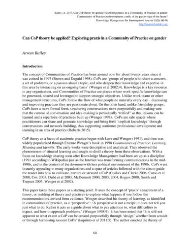 Can CoP theory be applied? Exploring praxis in a community of practice on gender