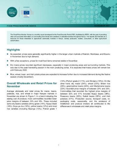 Kenya Commodity Price Report - November 2021