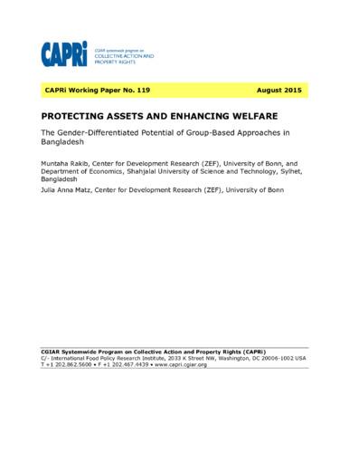 Protecting assets and enhancing welfare: The gender-differentiated potential of group-based approaches in Bangladesh