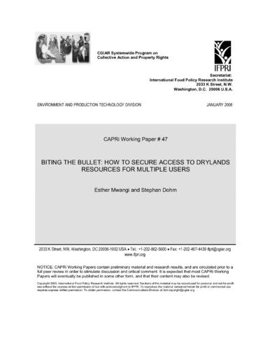 Biting the bullet: how to secure access to drylands resources for multiple users