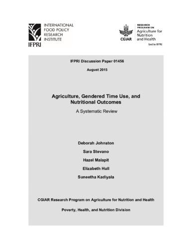 Agriculture, gendered time use, and nutritional outcomes: A systematic review
