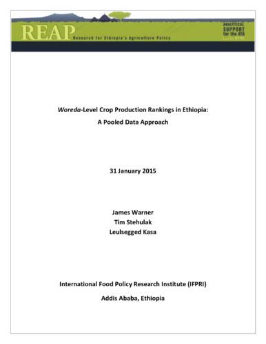 Woreda-Level crop production rankings in Ethiopia: A pooled data approach