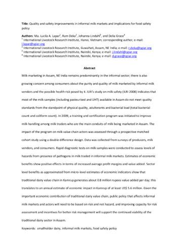 Quality and safety improvements in informal milk markets and implications for food safety policy