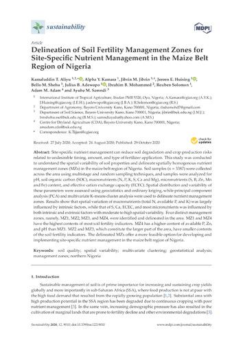 Delineation of soil fertility management zones for site-specific nutrient management in the maize belt region of Nigeria
