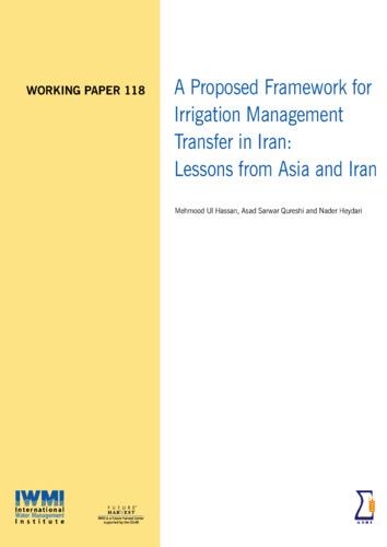 A proposed framework for irrigation management transfer in Iran: Lessons from Asia and Iran