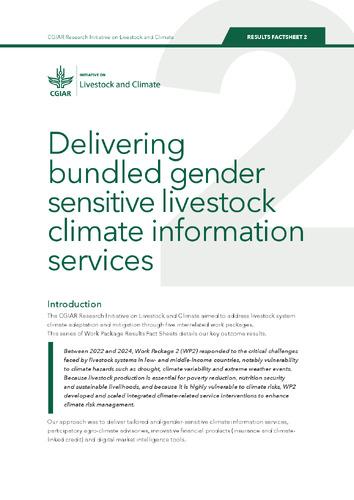 Delivering Bundled Gender Sensitive Livestock Climate Information Services