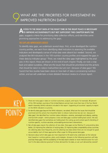 What are the priorities for investment in improved nutrition data?